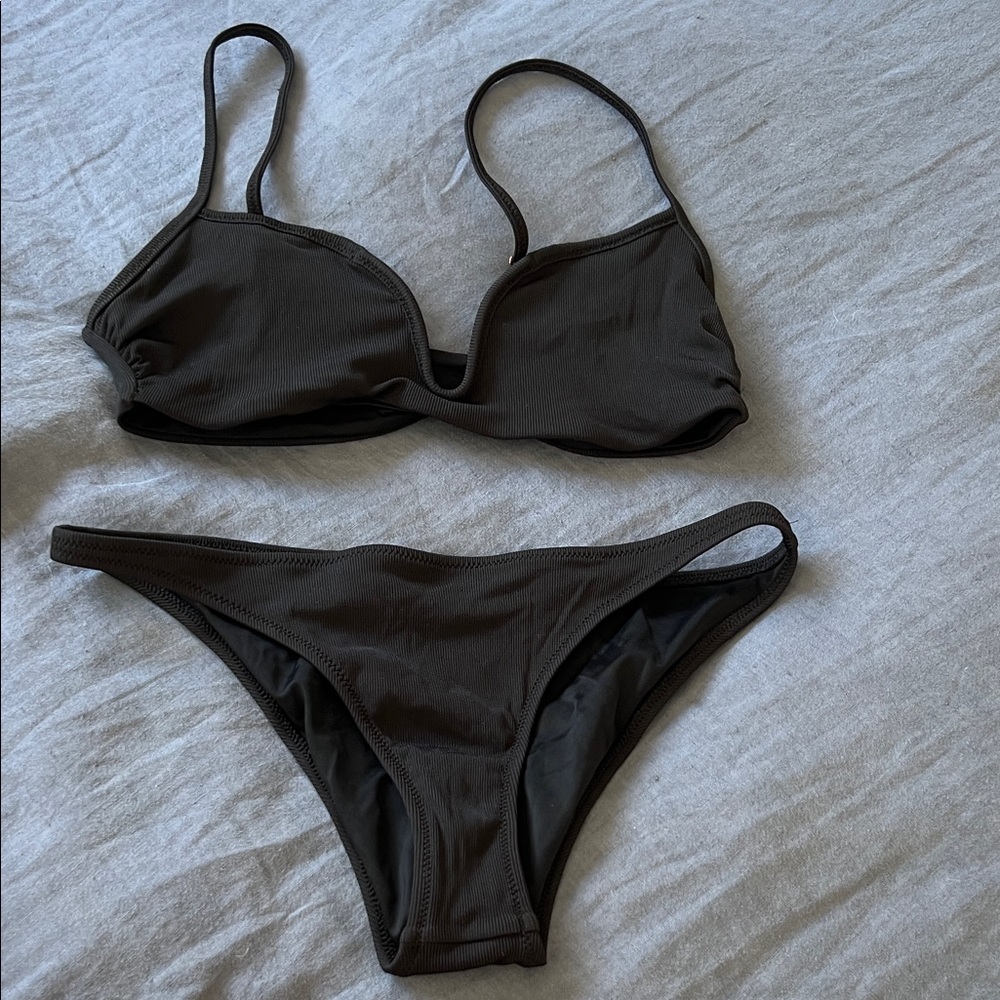 Tori Praver Swimwear Dark Brown Bikini Set